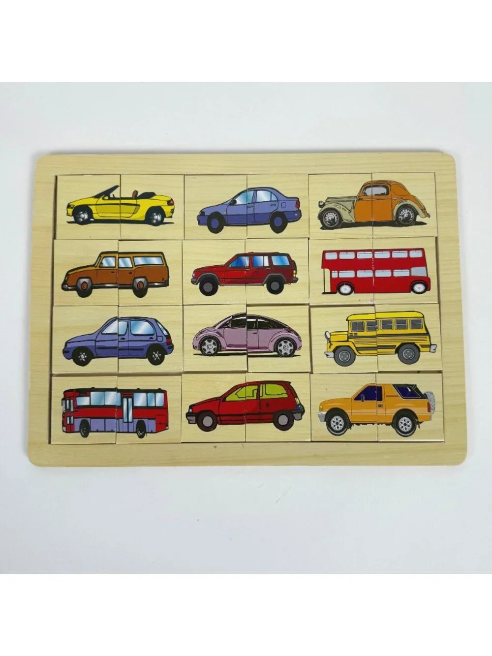 Wooden Vehicle Puzzle Montessori Matching Puzzle Game